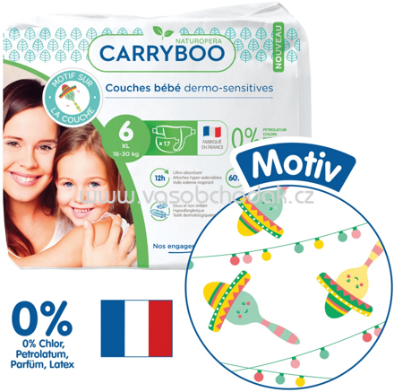 Carryboo Ökowindeln Größe 6, 16-30kg, Einzelpack, 17 St