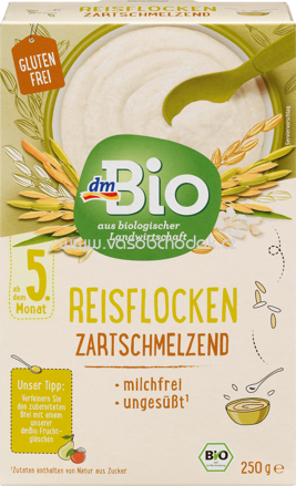 dmBio Getreidebrei Reisflocken zartschmelzend, nach dem 4. Monat, 250g