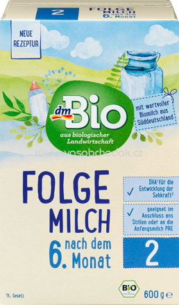 dmBio Folgemilch 2, nach dem 6. Monat, 600g