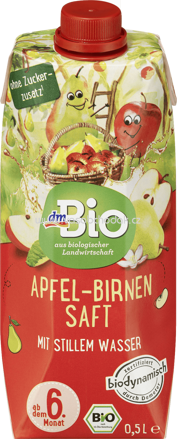dmBio Apfel-Birnen Saft mit stillem Wasser, ab dem 6. Monat, 500 ml