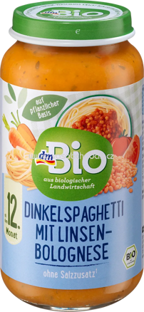 dmBio Dinkelspaghetti mit Linsenbolognese, ab dem 12.Monat, 250g