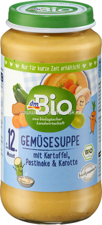 dmBio Gemüse Suppe mit Kartoffel, Pastinake und Karotte, ab dem 12.Monat, 250g