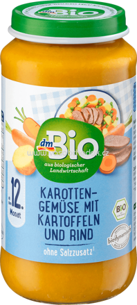 dmBio Karotten-Gemüse mit Kartoffeln und Rind, ab 12. dem Monat, 250g