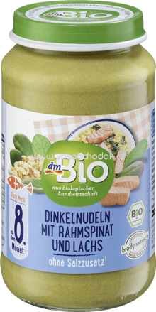 dmBio Dinkelnudeln mit Rahmspinat und Lachs, ab 8. Monat, 220g