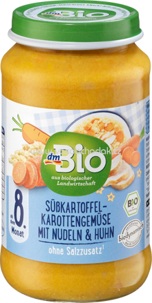 dmBio Süßkartoffel-Karottengemüse mit Nudeln & Huhn ab dem 8. Monat, 220g