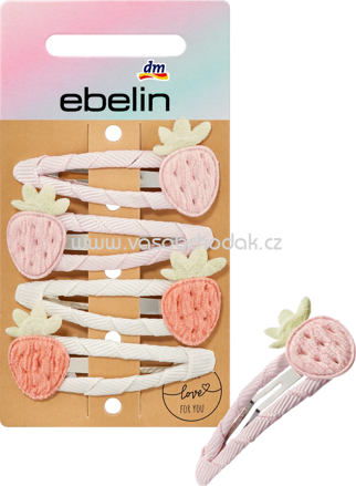 ebelin Haarclips Erdbeeren, 4 St