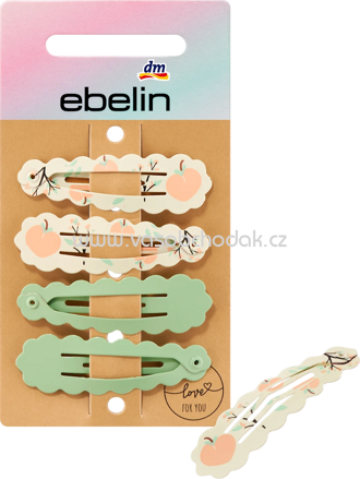 ebelin Kinder-Haarclips gewellt Pfirsich, 4 St