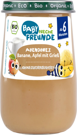 Freche Freunde Abendbrei Banane, Apfel mit Grieß, ab dem 6. Monat, 190g