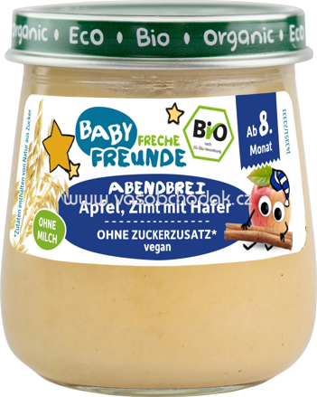 Freche Freunde Abendbrei Apfel, Zimt mit Hafer, ab dem 8. Monat, 120g
