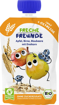 Freche Freunde Quetschie Apfel, Birne, Blaubeere mit Dreikorn, ab 6. Monaten, 100g