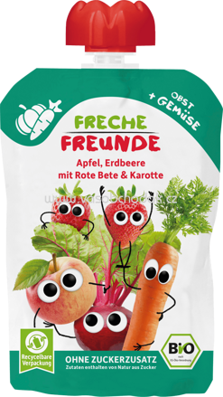 Freche Freunde Quetschie Apfel, Erdbeere mit Rote Bete & Karotte, ab 6. Monaten, 100g
