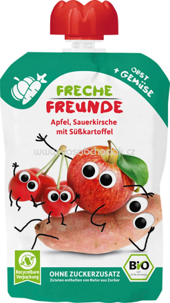 Freche Freunde Quetschie Apfel, Sauerkirsche mit Süßkartoffel, ab 6. Monaten, 100g