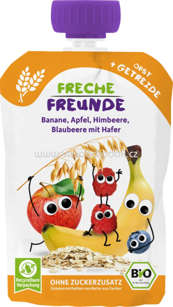 Freche Freunde Quetschie Banane, Apfel, Himbeere, Blaubeere mit Hafer, ab 6. Monaten, 100g
