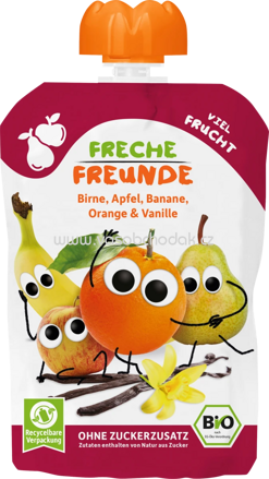 Freche Freunde Quetschie Birne, Apfel, Banane, Orange & Vanille, ab 8. Monaten, 100g
