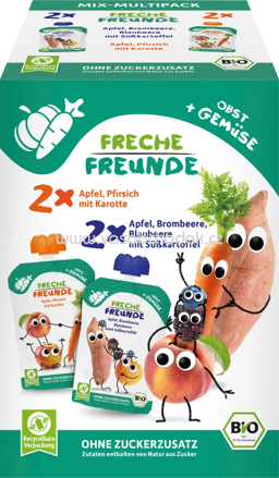 Freche Freunde Quetschie Obst & Gemüse, ab 6 Monaten, 4x100g, 400g