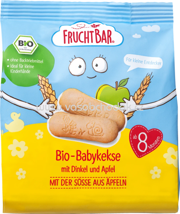 FruchtBar Bio Babykekse mit Dinkel und Apfel, ab 8. Monaten, 100g