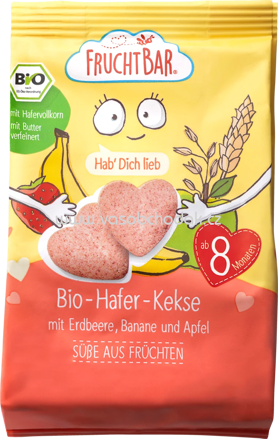 FruchtBar Bio Hafer Kekse mit Erdbeere, Banane und Apfel, ab 8. Monat, 100g