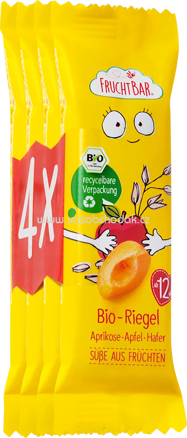 FruchtBar Fruchtriegel mit Getreide Aprikose, Apfel, Hafer, ab 1 Jahr, 4x23g, 92g