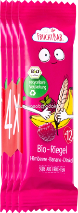 FruchtBar Bio Fruchtriegel Himbeere, Banane, Dinkel, ab 12. Monat, 4 St