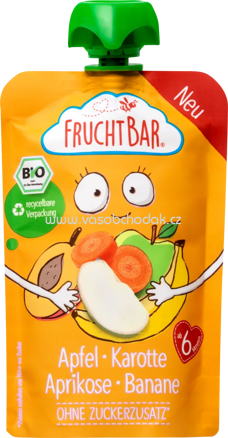 FruchtBar Quetschbeutel Apfel, Karotte, Aprikose, Banane, ab 6. Monat, 100g
