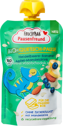 FruchtBar Quetschbeutel Heidelbeere, Banane, Apfel, Mandeldrink, ab 36. Monat, 120g