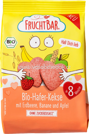 FruchtBar Bio Hafer Kekse mit Erdbeere, Banane und Apfel, ab 8. Monat, 100g