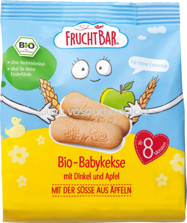 FruchtBar Bio Babykekse mit Dinkel und Apfel, ab 8. Monaten, 100g