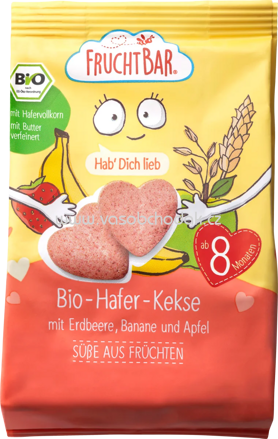 FruchtBar Bio Hafer Kekse mit Erdbeere, Banane und Apfel, ab 8. Monat, 100g