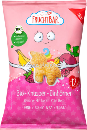 FruchtBar Bio-Knusper-Einhörner, Banane, Himbeere, Rote Bete, ab 12. Monaten, 30g