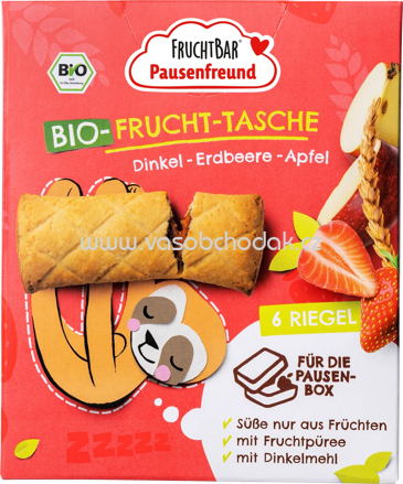 FruchtBar Bio Frucht Tasche Dinkel, Erdbeere, Apfel, ab 3 Jahren, 6x22g, 132g