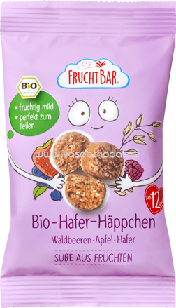 FruchtBar Bio Hafer Häppchen, Waldbeeren, Apfel, Hafer, ab 12. Monat, 40g