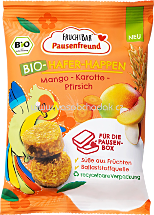 FruchtBar Bio Hafer Happen Mango Karotte Pfirsich, ab 36. Monaten, 80g