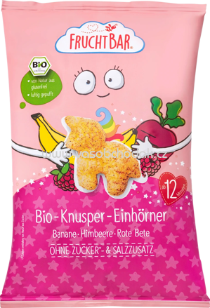 FruchtBar Bio-Knusper-Einhörner, Banane, Himbeere, Rote Bete, ab 12. Monaten, 30g