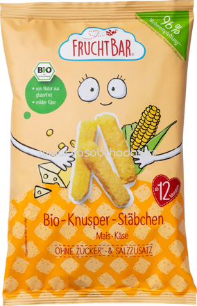 FruchtBar Bio Knusper Stäbchen, Mais, Käse, ab 12. Monat, 30g