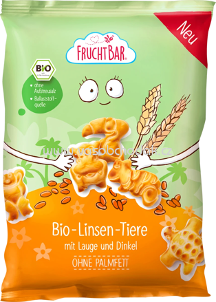 FruchtBar Bio Linsen Tiere mit Lauge und Dinkel, ab 36. Monaten, 80g