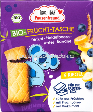 FruchtBar Bio Frucht Tasche Dinkel, Blaubeere, Apfel, Banane, ab 3 Jahren, 6x22g, 132g