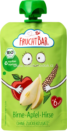 FruchtBar Quetschie Birne, Apfel, Hirse, ab 6. Monat, 100g