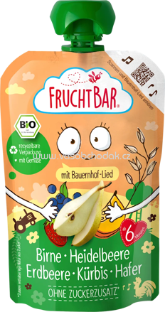 FruchtBar Quetschie Birne, Heidelbeere, Erdbeere, Kürbis & Hafer, ab dem 6. Monat, 100g
