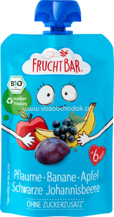 FruchtBar Quetschie Pflaume, Banane, Apfel, Schwarze Johannisbeere, ab 6. Monat, 100g