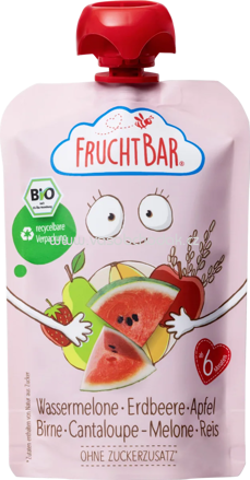 FruchtBar Quetschie Wassermelone, Erdbeere, Apfel, Birne, Cantaloupe-Melone, Reis, ab 6. Monat, 100g
