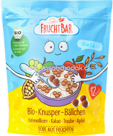 FruchtBar Bio Knusper Bällchen Hafervollkorn, Kakao, Traube, Apfel, ab dem 12. Monat, 125g