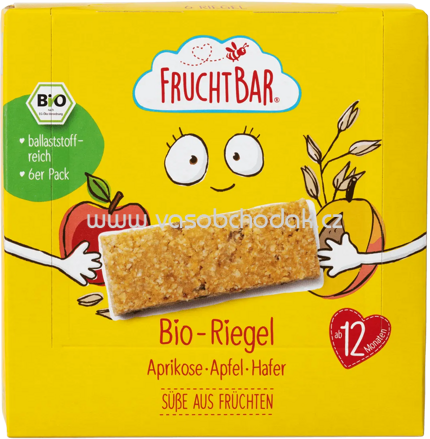 FruchtBar Bio Fruchtriegel Aprikose, Apfel, Hafer, ab 12. Monat, 6 St