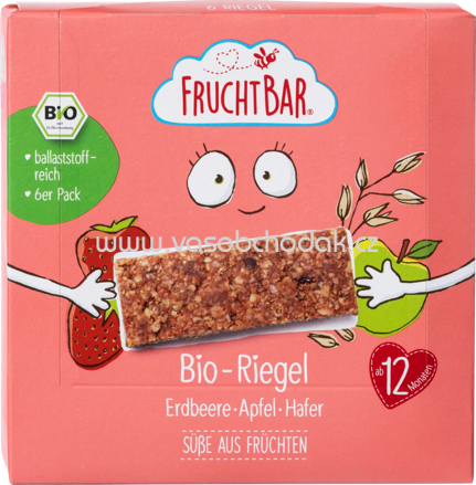 FruchtBar Bio Fruchtriegel Erdbeere, Apfel, Hafer, ab 12. Monat, 6 St