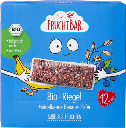 FruchtBar Bio Fruchtriegel Heidelbeere, Banane, Hafer, ab 12. Monat, 6 St