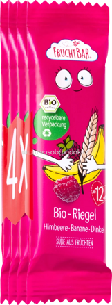 FruchtBar Bio Fruchtriegel Himbeere, Banane, Dinkel, ab 12. Monat, 4 St