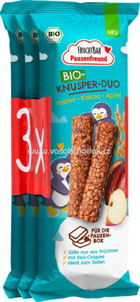 FruchtBar Bio Knusper Duo Hafer, Kakao, Apfel, ab 3 Jahren, 3x23g, 69g