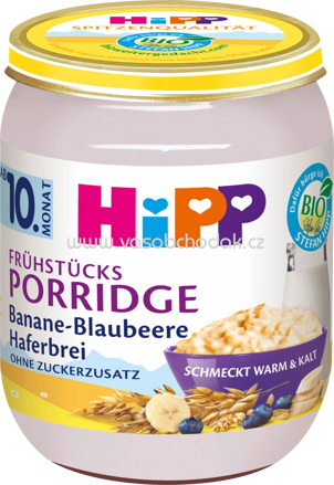 Hipp Frühstücks-Porridge Banane-Blaubeere Haferbrei, ab 10. Monat, 160g
