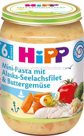 Hipp Mini-Pasta mit Alaska-Seelachsfilet & Buttergemüse, ab 6. Monat, 190g
