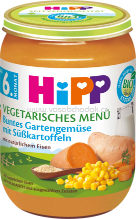 Hipp Vegetarisches Menü Buntes Gartengemüse mit Süßkartoffeln, ab 6. Monat, 190g