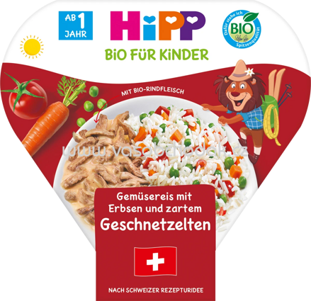 Hipp Kinderteller Gemüsereis mit Erbsen & zartem Geschnetzelten, ab 1 Jahr, 250g